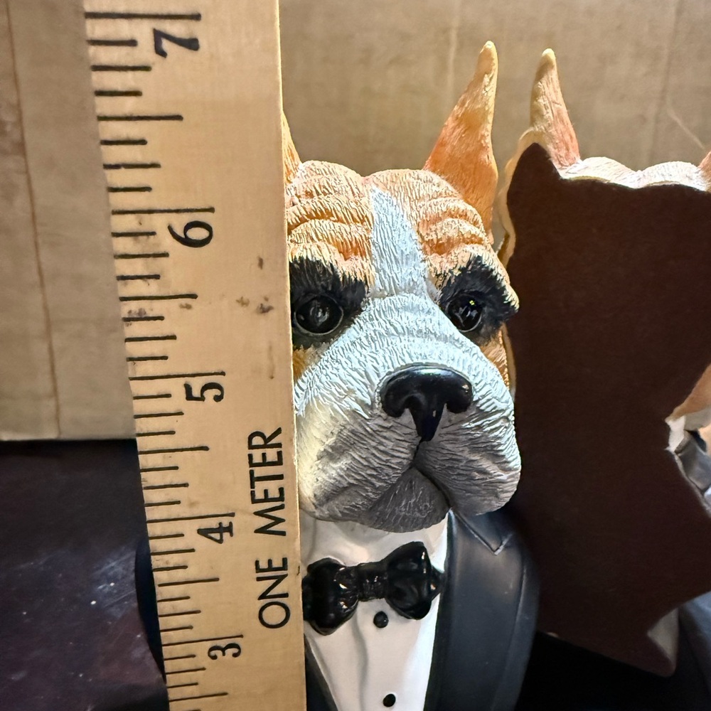 2/pair of Silvestri handcrafted boxer bulldog Tuxedo Butler Resin bookend 7”T - Picture 5 of 8